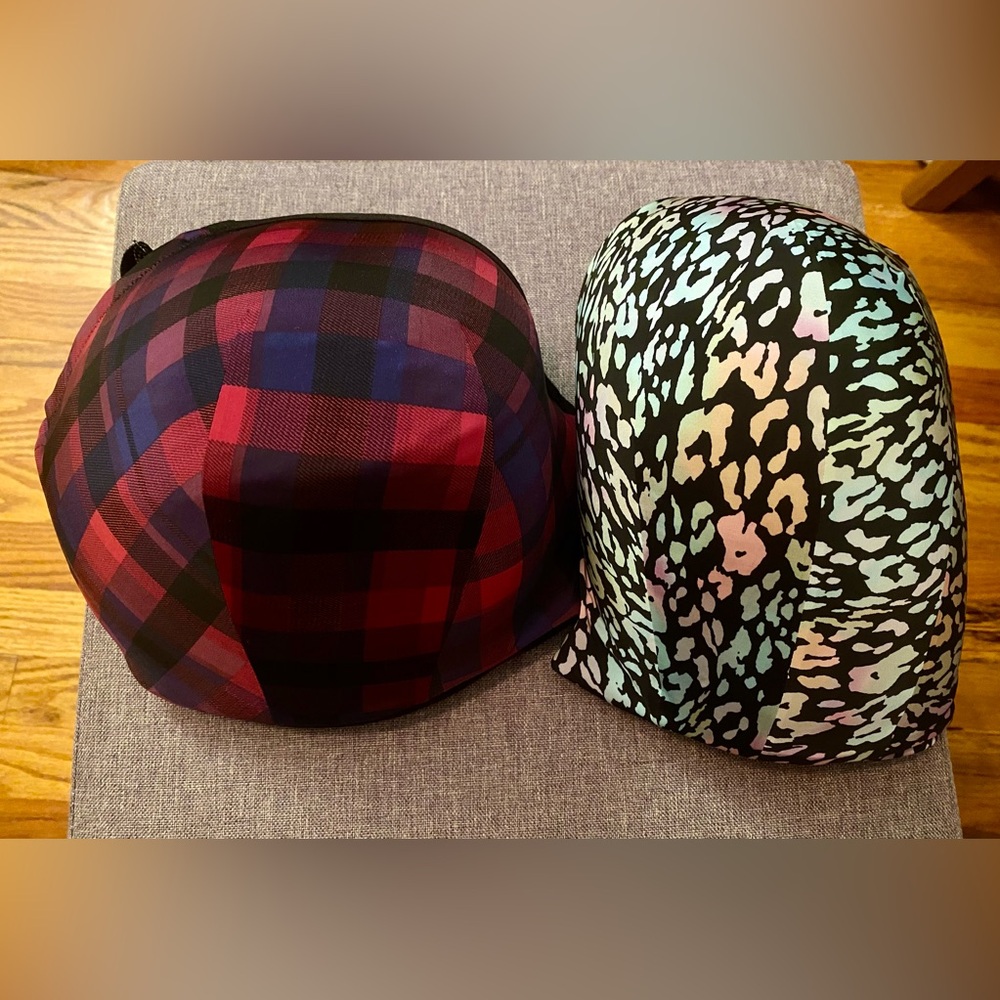 5/$25! 2 EUC cute Torrid bras, plaid has wire, leopard print is wireless 42H